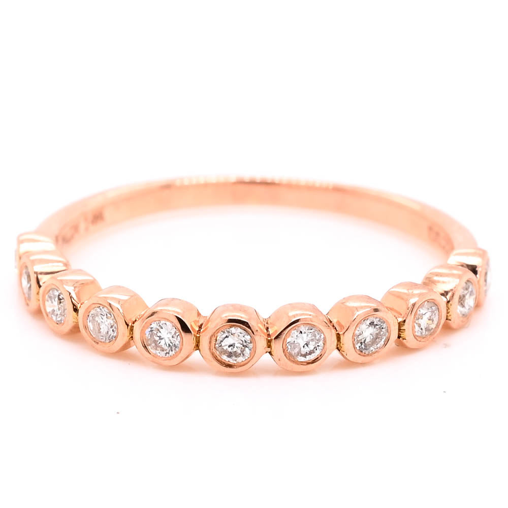 14KT Rose Gold 0.22CTW Diamond Wedding Band.