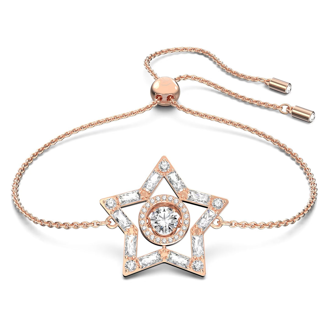 Swarovski Stella bracelet Star, White, Rose gold-tone plated.