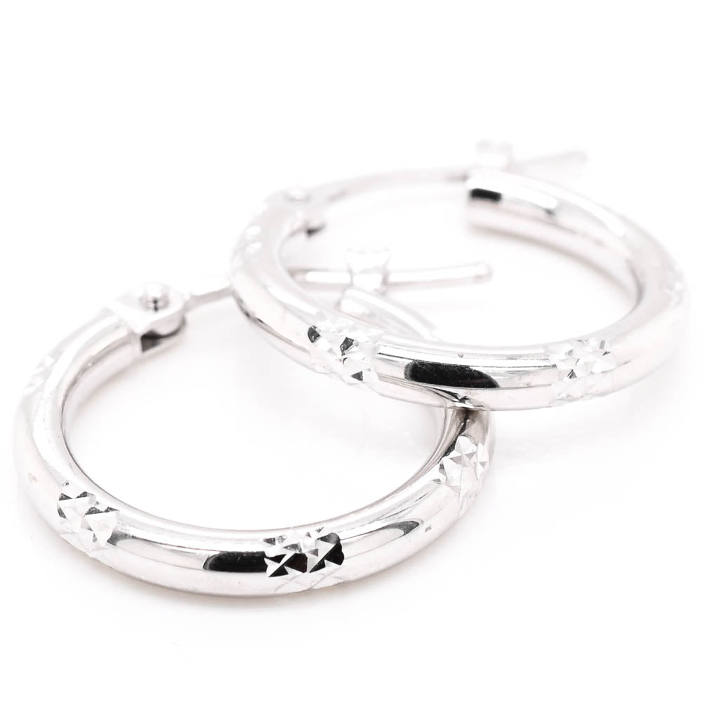 10KT White Gold 12mm Huggie Earrings.