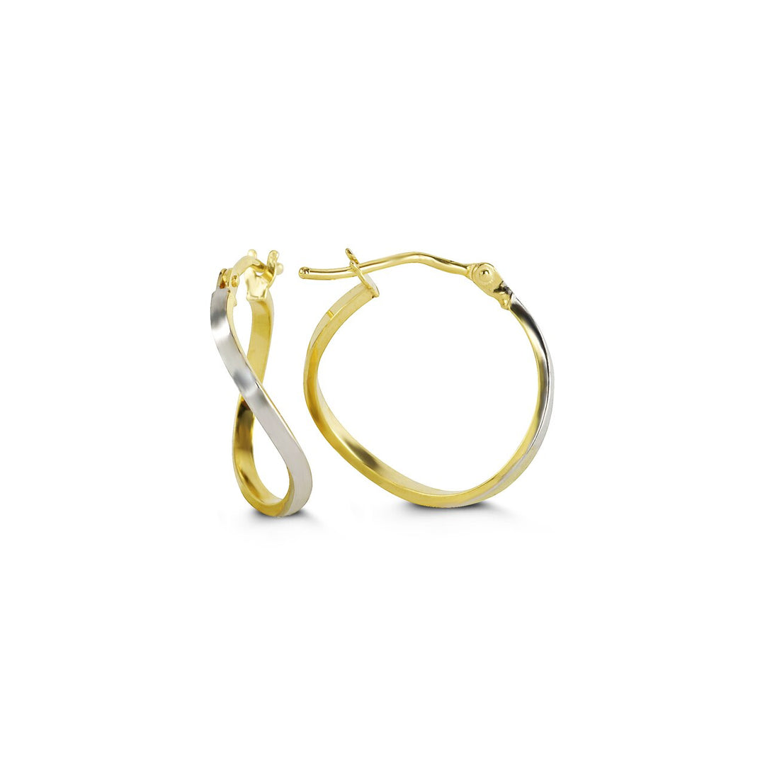 Bella 10KT Yellow and White Gold Hoop Earrings.