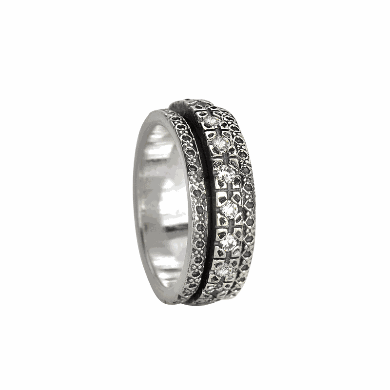 Halo Meditation Ring. Sterling Silver and C.Z. Size 8.