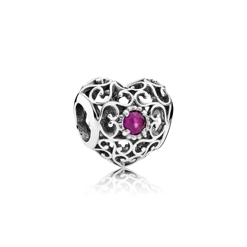 July Signature Heart, Synthetic Ruby
