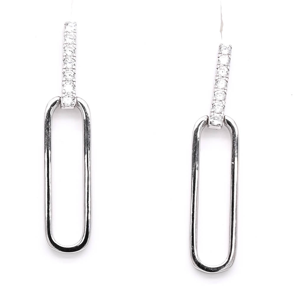 Sterling Silver C.z Drop Earrings.