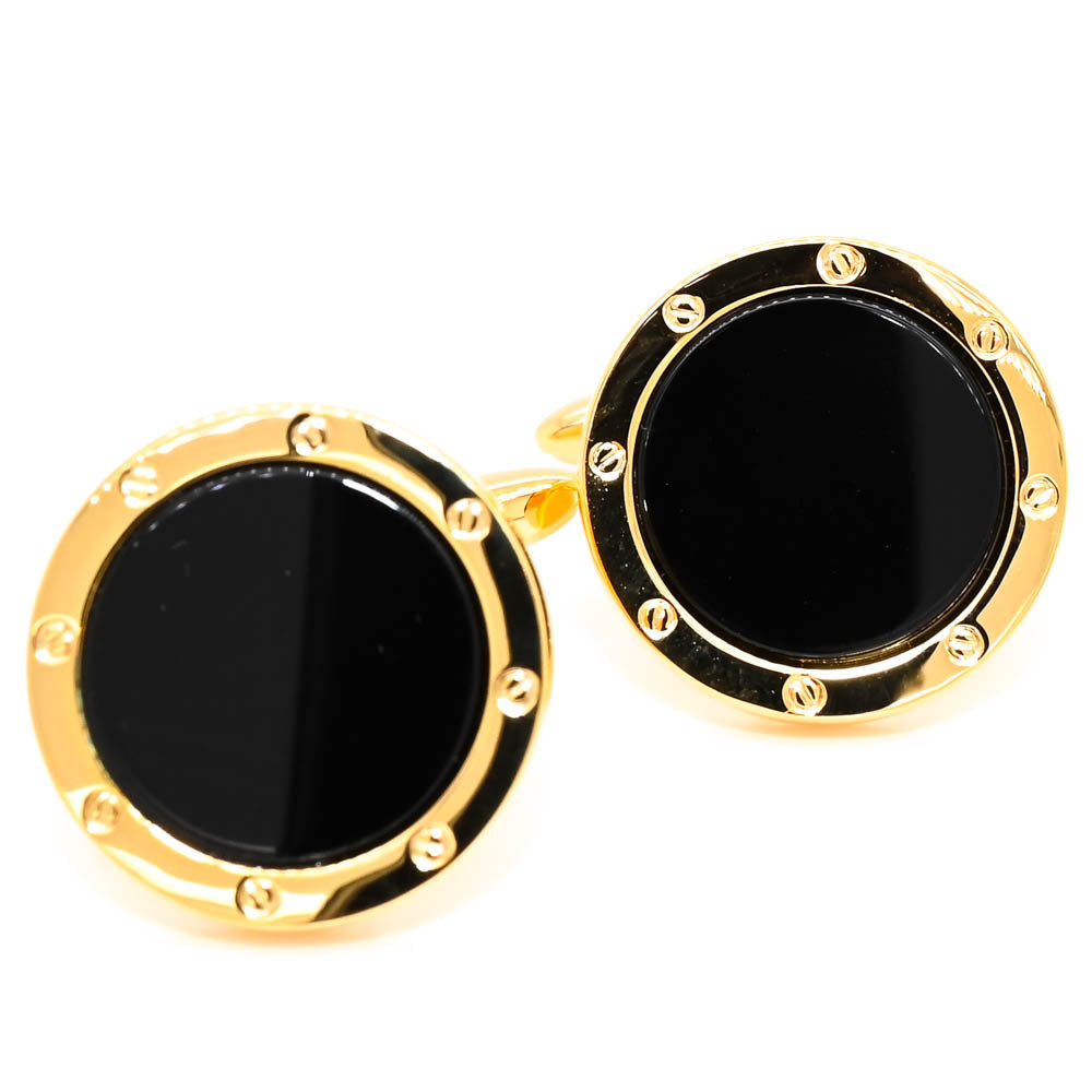 Stainless steel Ip Plated Black Onyx Cufflinks.