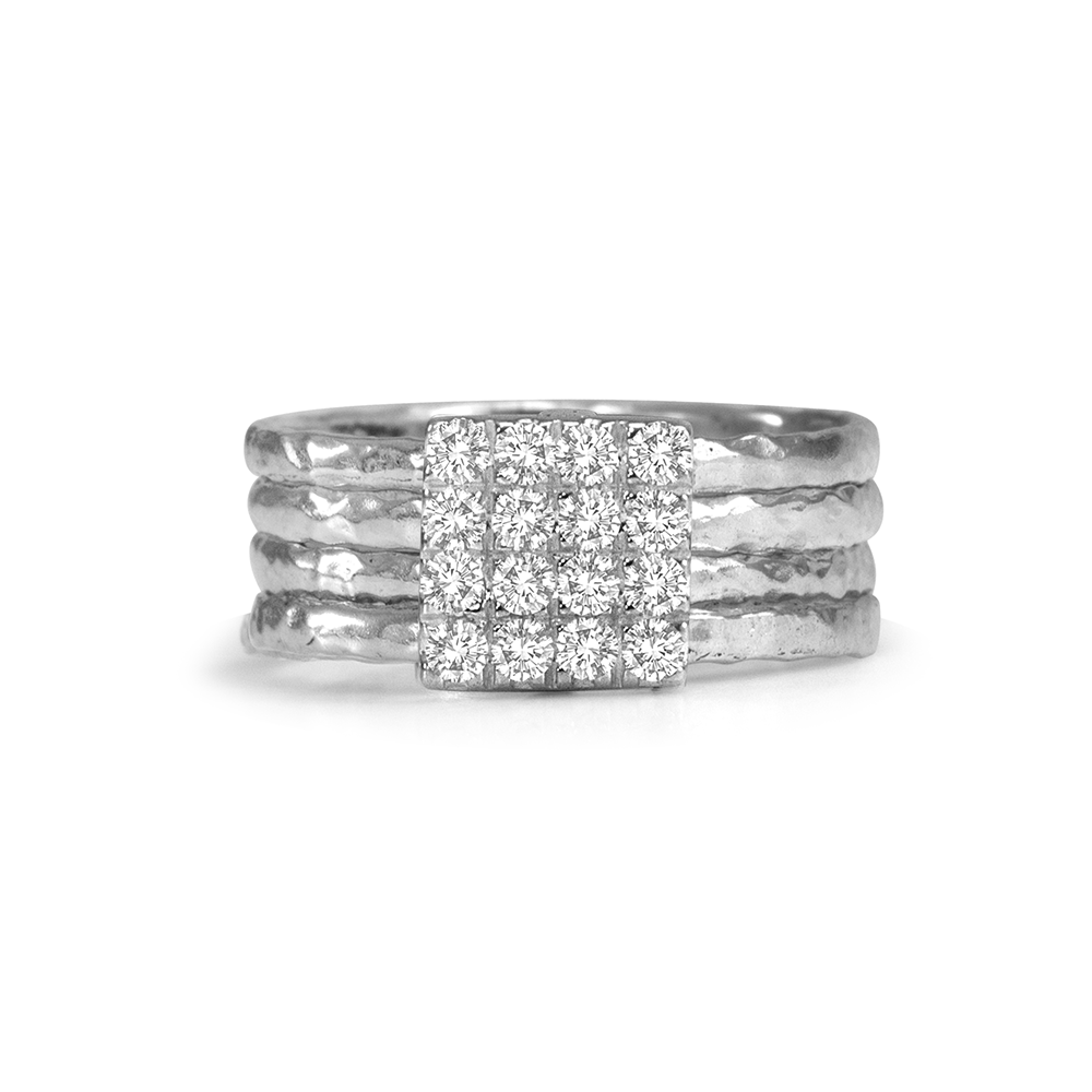 'Light' Meditation Ring. Sterling Silver and C.Z. Size 6