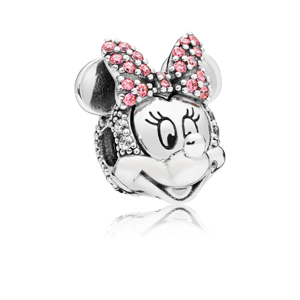 Pandora Disney Minnie Mouse Pink Pavé Bow Clip Charm.