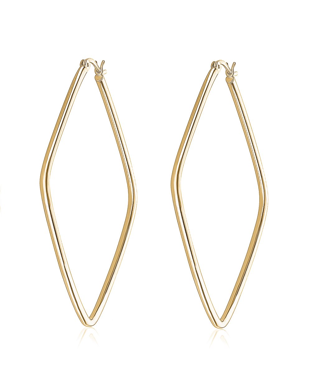 Larus Sterling silver Gold Plated 40mm Square Hoop Earrings.
