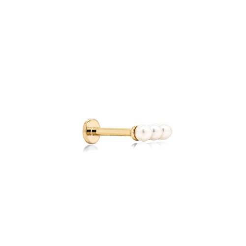 14K Yellow Gold CZ Cartilage Flat Screwback Single Stud Earring.