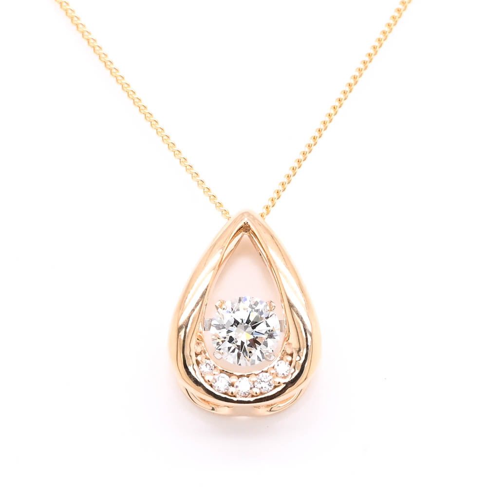 LUJO 10KT Yellow Gold 18" 0.30CTW Round Brilliant LAB Created Dancing Diamond Necklace.