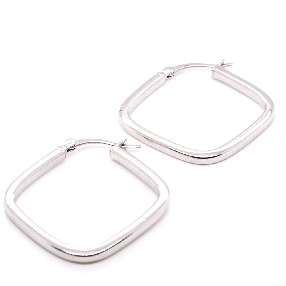 Sterling silver 30mm Square Tube Hoops.