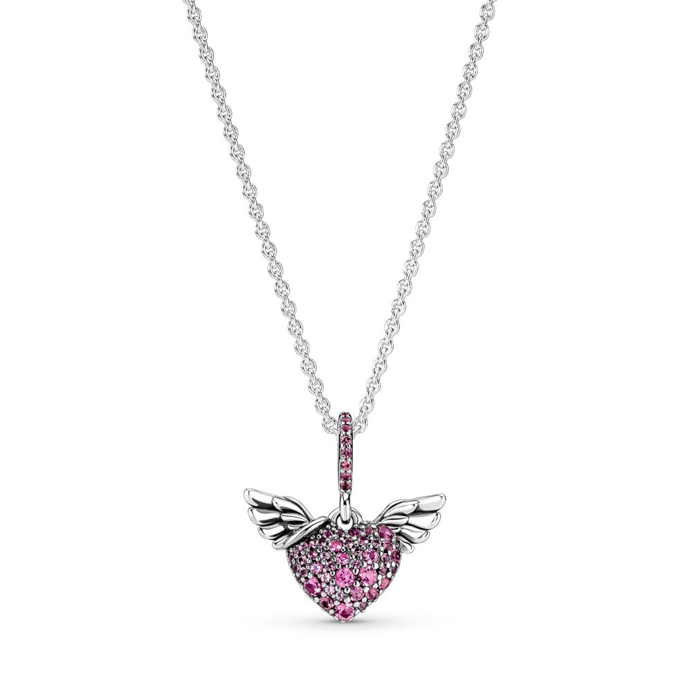 Pandora Pav? Heart & Angel Wings Necklace