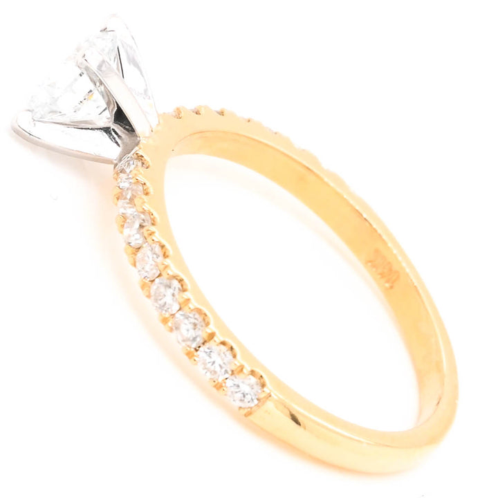 14KT Yellow & White Gold 1.12CTW Round Brilliant Lab Created Diamond Engagement Ring.