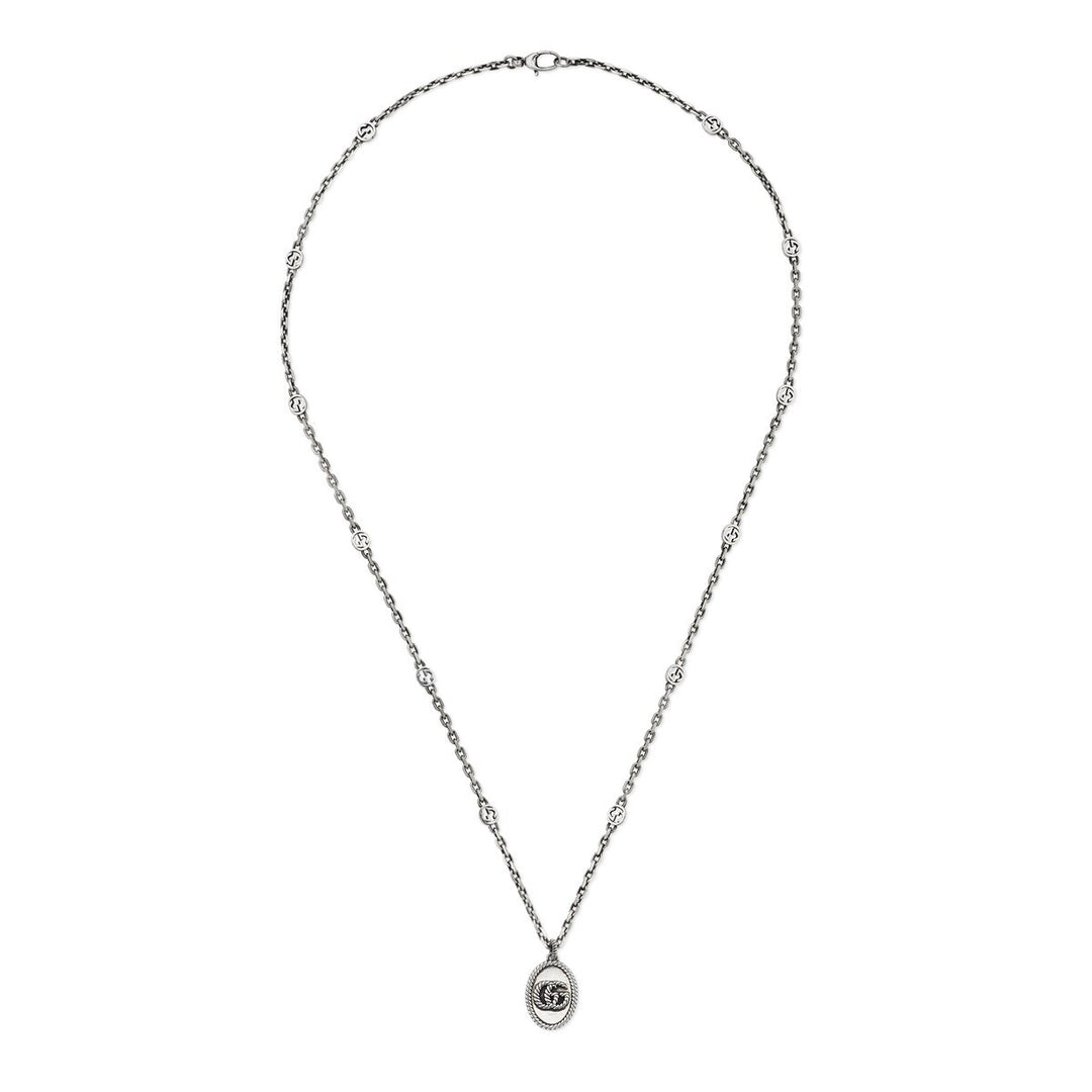Gucci Sterling Silver 27.5" Double G Necklace.