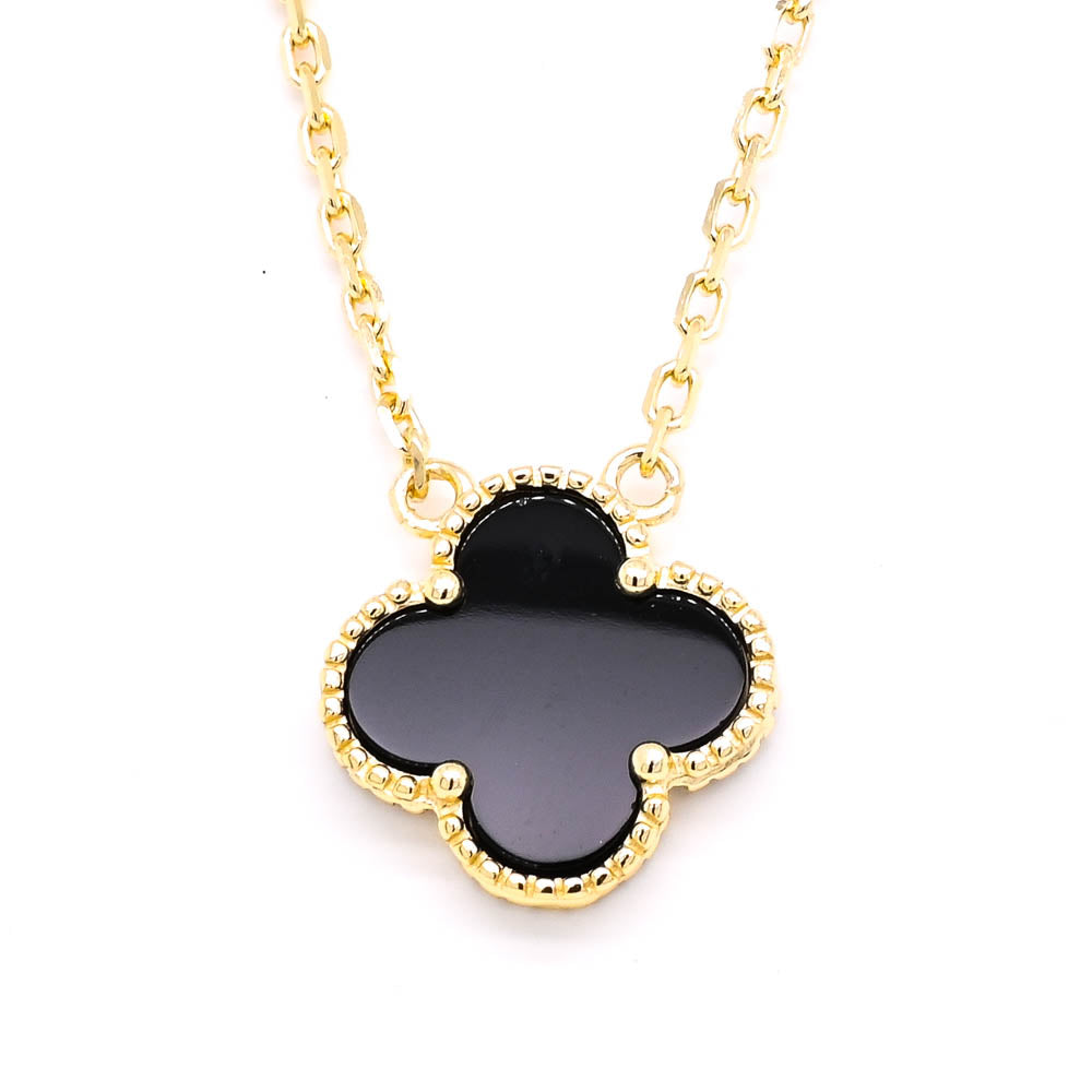Sterling Silver 18" Black Onyx Flower Necklace.