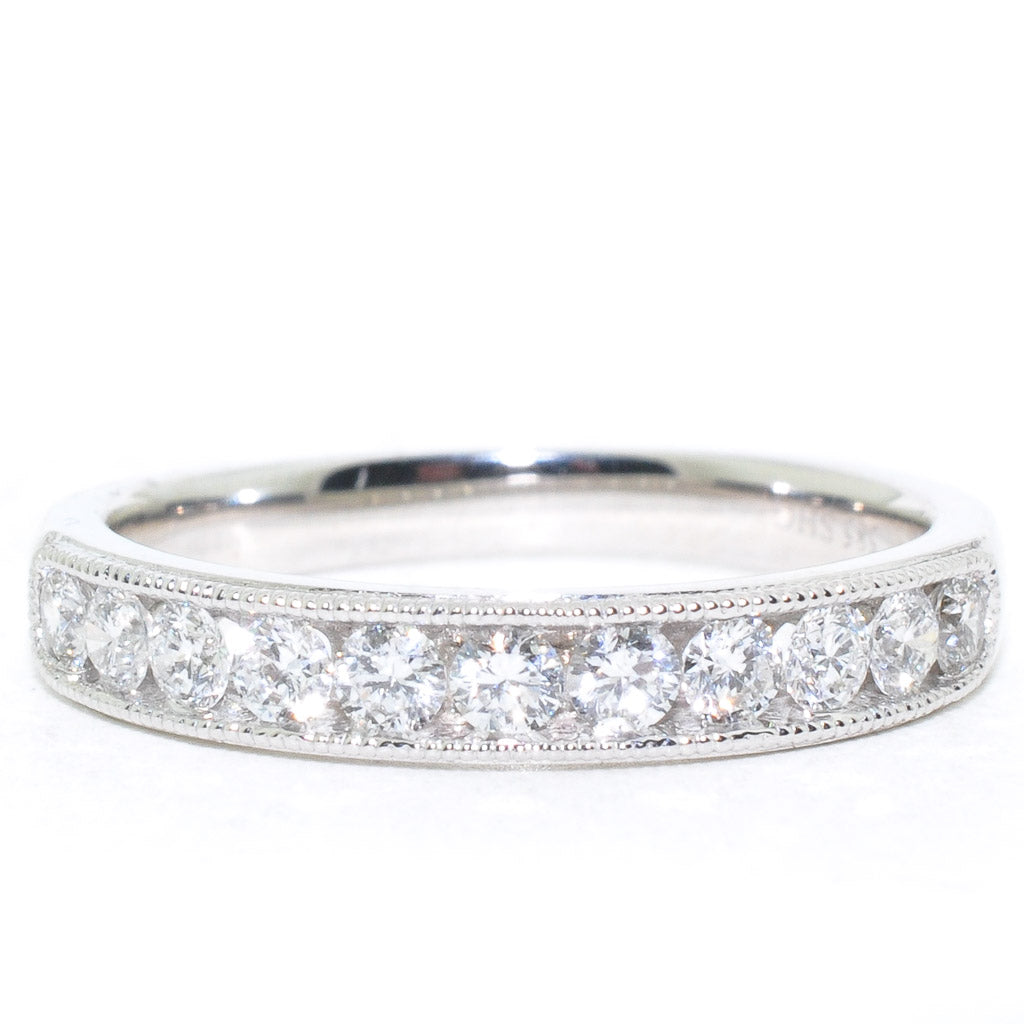 14KT White Gold 0.46CTW Diamond Wedding Band.