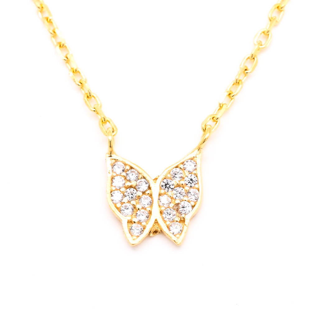 Sterling Silver 18" Butterfly C.Z Necklace.