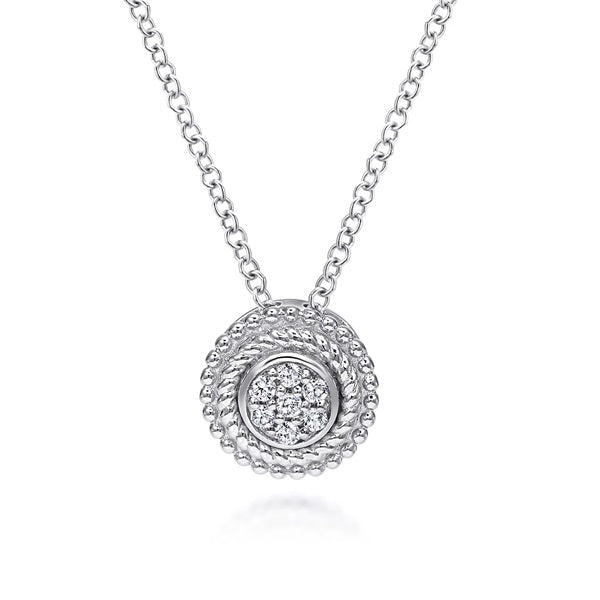 Gabriel & Co Sterling Silver 18" 0.05CTW Diamond Cluster Necklace.