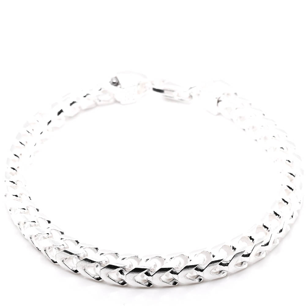 Sterling Silver 9" 5.5mm Franco Chain Bracelet.