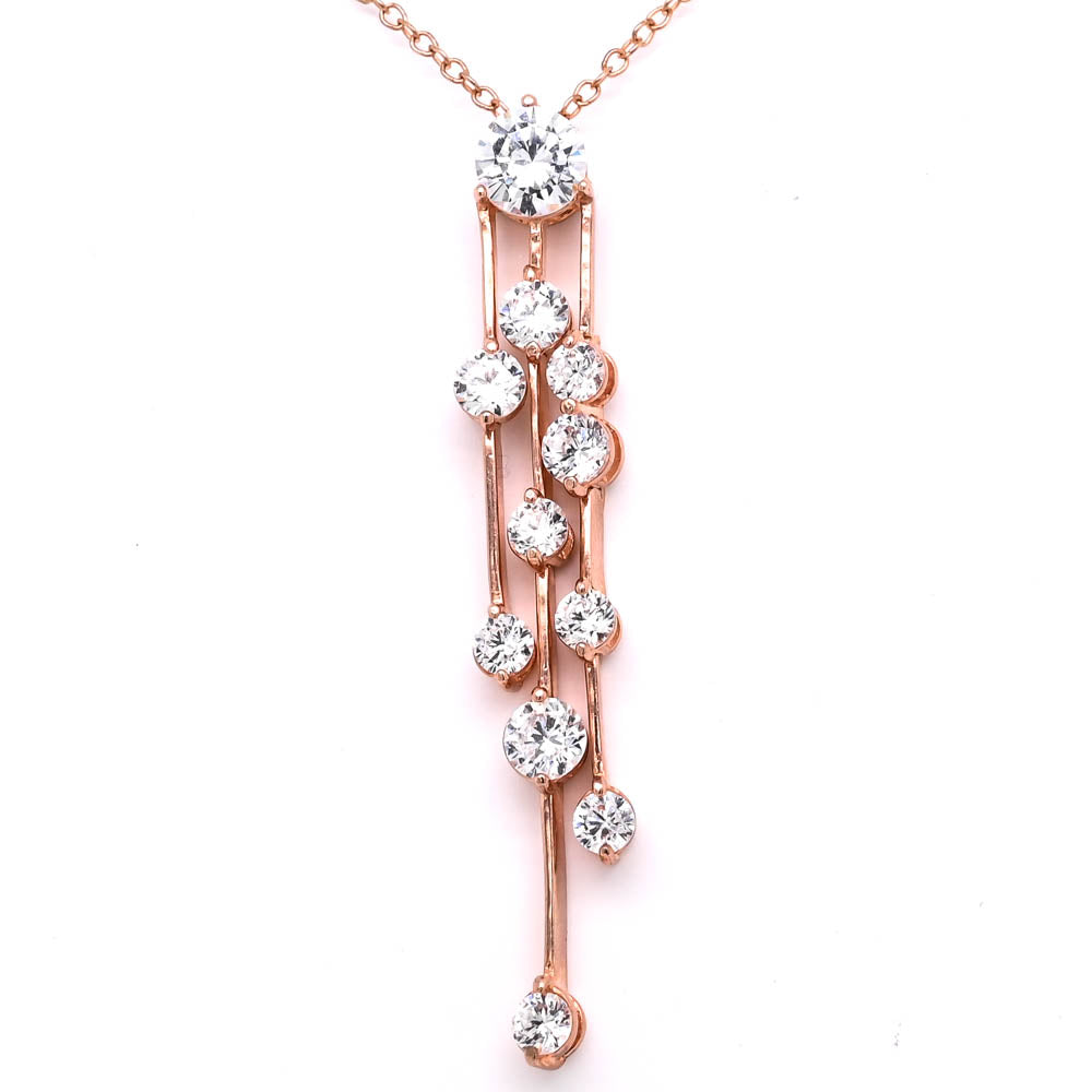 Reign 18" Rose Gold Plated Sterling Silver C.Z. Necklace.