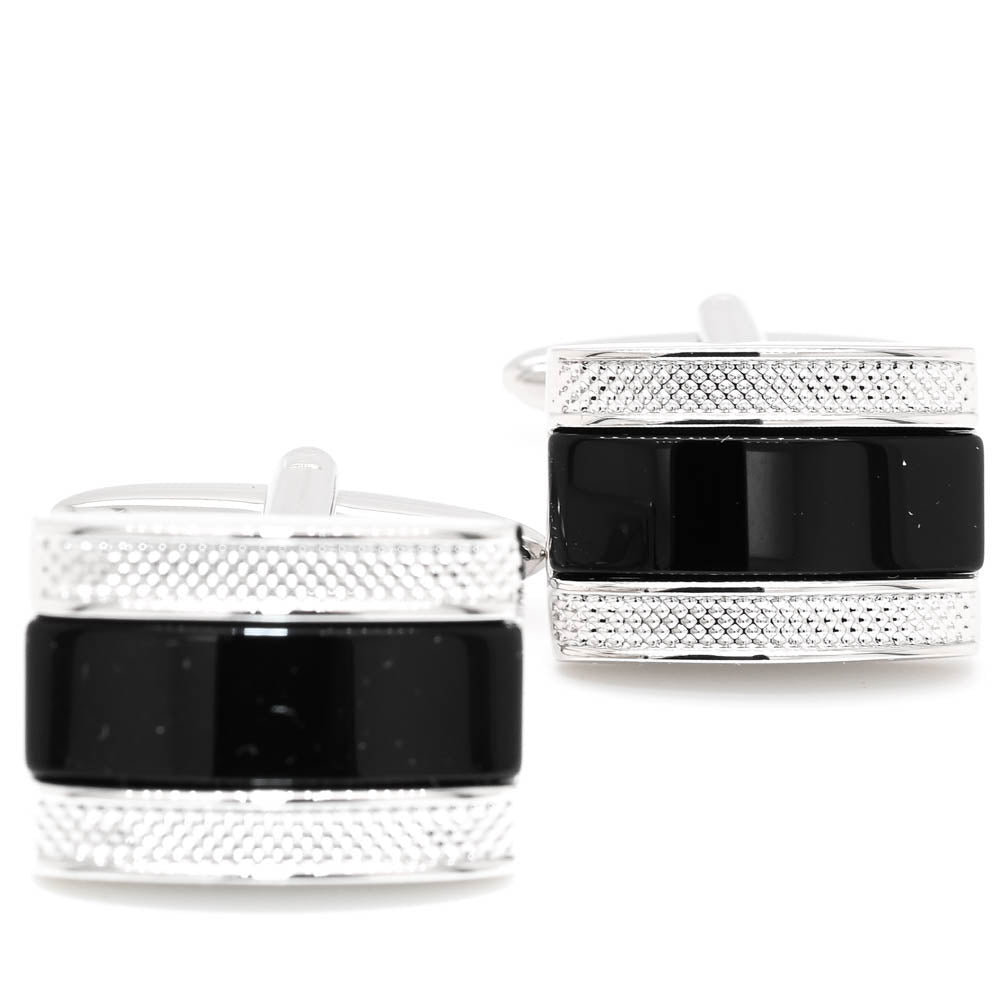 Webber Stainless Steel Black Onyx Cuff Links.