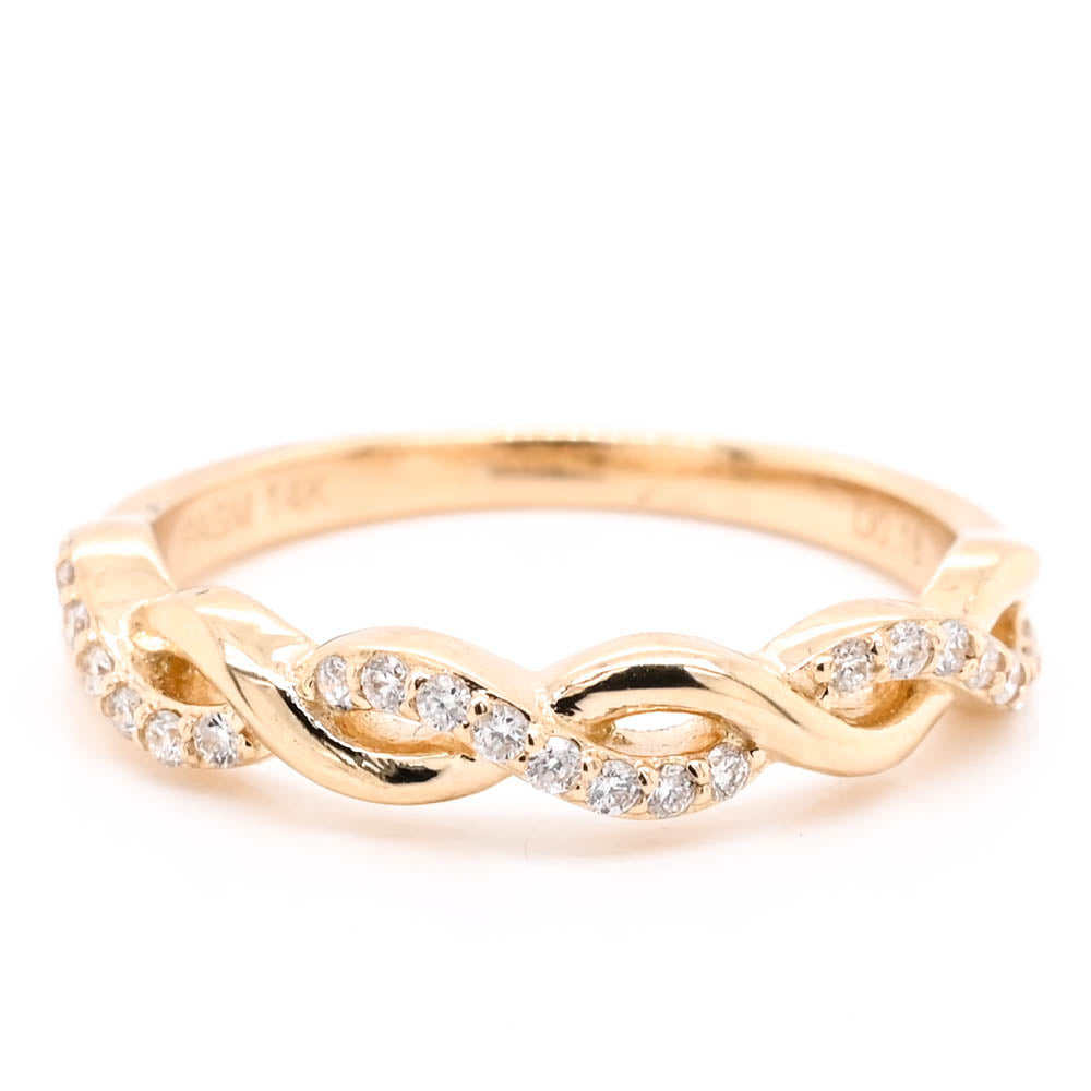 14KT Yellow Gold 0.18CTW Diamond Infinity Ring.