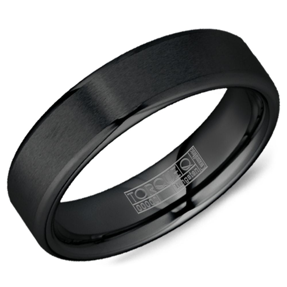Torque Black Tungsten Carbide Wedding Band.