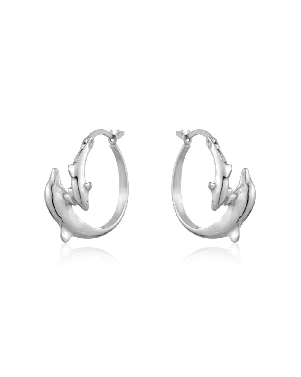 Larus Sterling Silver 18mm Dolphin Earrings.