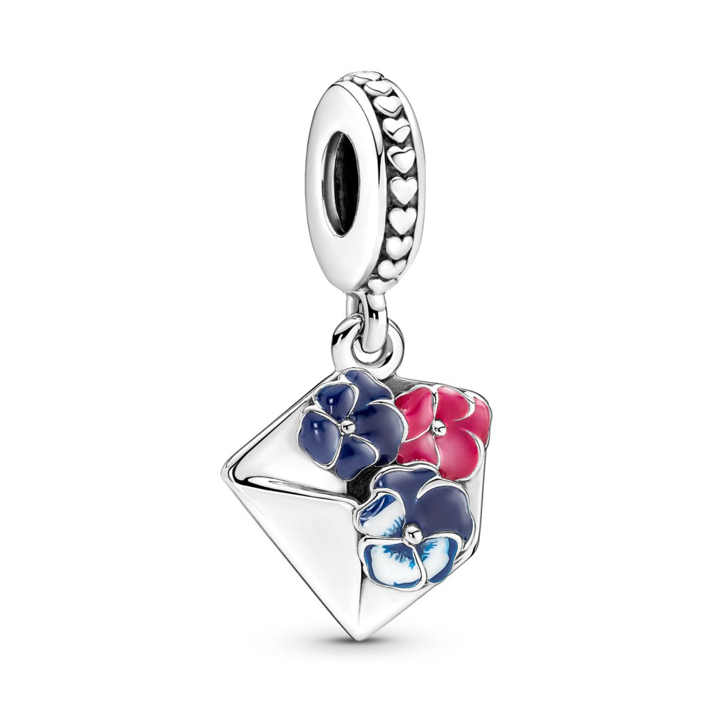 Pansy Flower Envelope Dangle Charm
