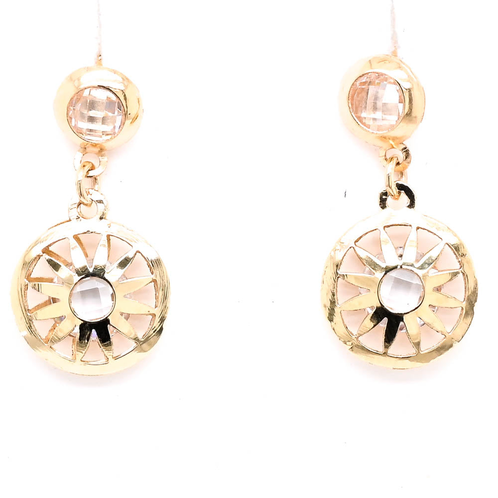 10KT Yellow Gold C.Z Dangle Earrings.