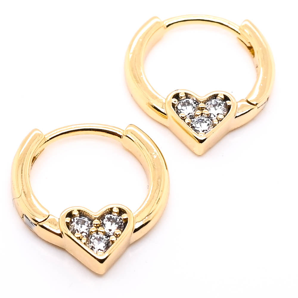 Sterling Silver 12mm Heart C.Z Huggies Earrings.