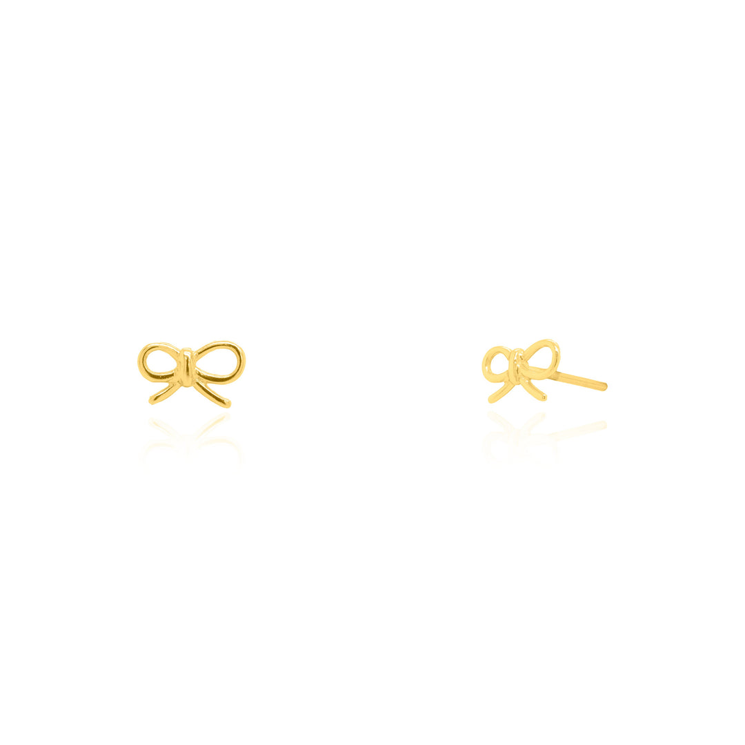 Sterling Silver Dainty Ribbon Bow Stud Earrings
