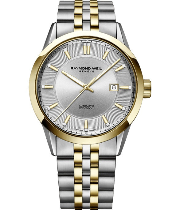 Raymond Weil Freelancer Automatic Classic Two-Tone Yellow Gold Date 42mm Watch. 2731-STP-65001
