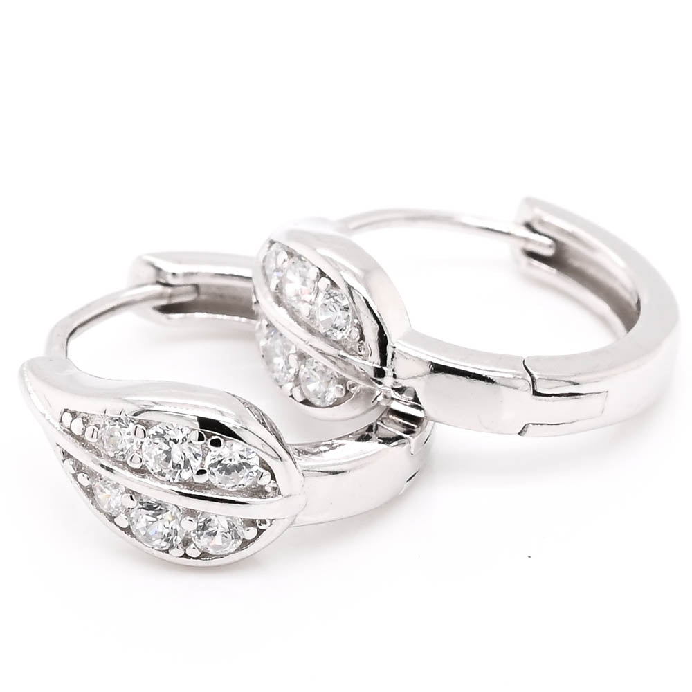Sterling Silver 14mm C.Z Huggie Earrings.