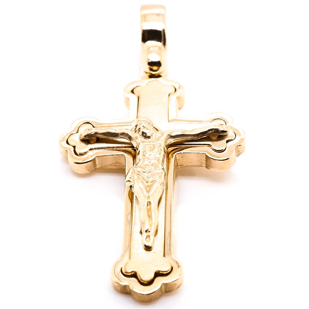 10KT Yellow Gold 35x17mm Crucifix Pendant.
