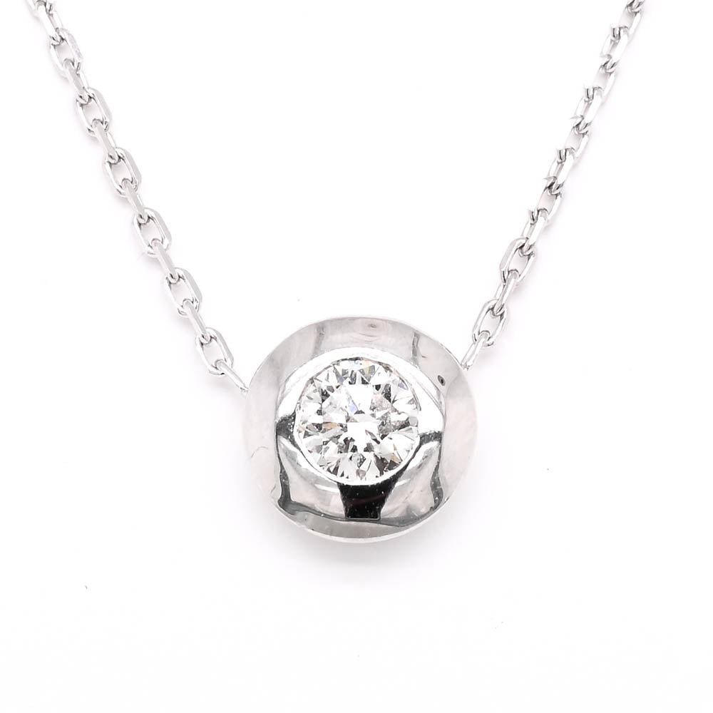 14KT White Gold 18" 0.41CTW RoundBrilliant Diamond Bezel Set Necklace.