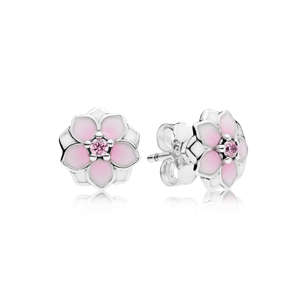 Magnolia Bloom, Pale Cerise Enamel & Pink CZ