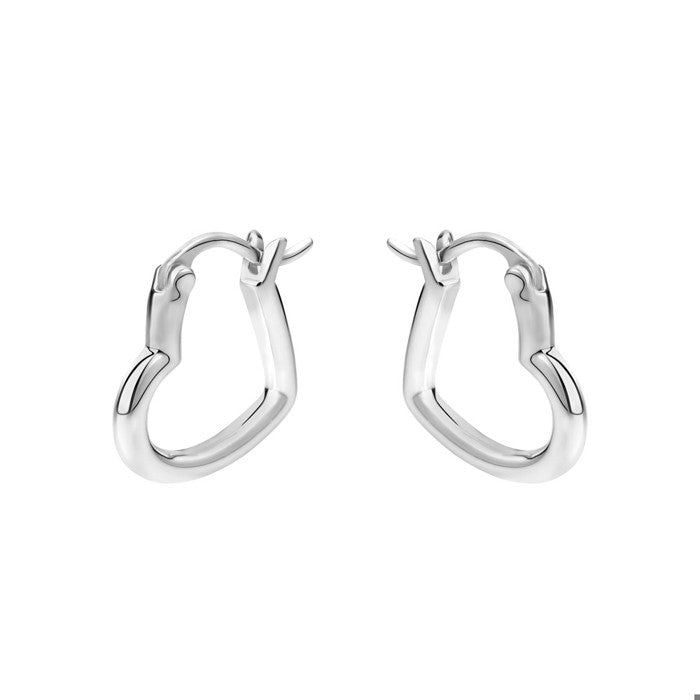 Sterling Silver Heart Hoop Earrings.