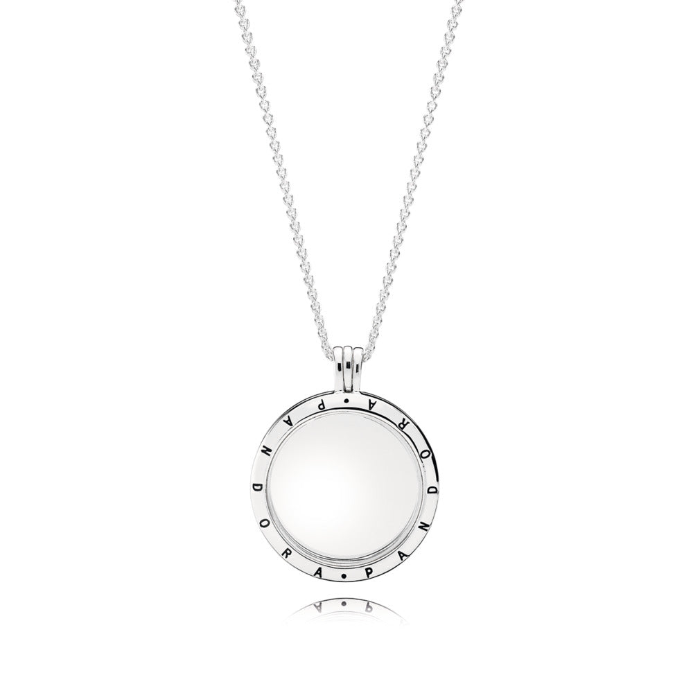 PANDORA Floating Locket, Large, Sapphire Crystal Glass