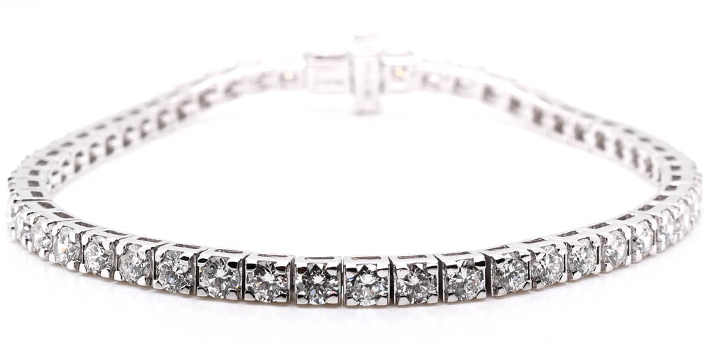 14KT White Gold 7.75" 5.48CTW Round Brilliant LAB GROWN Diamond Tennis Bracelet.