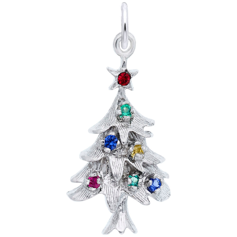 Rembrandt Sterling Silver Christmas Tree with Stones Charm.