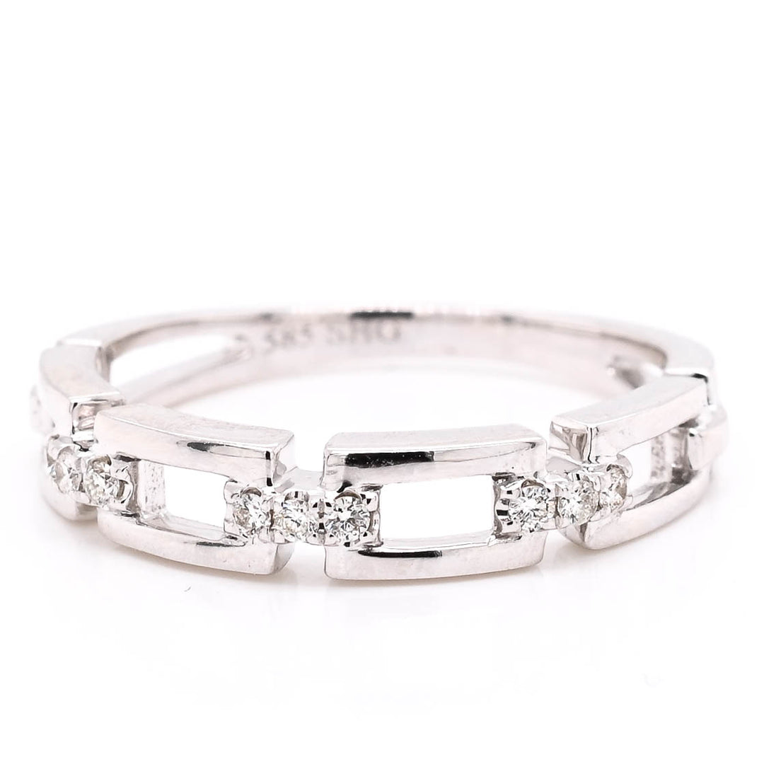 14KT White 0.07CTW Diamond Ring.