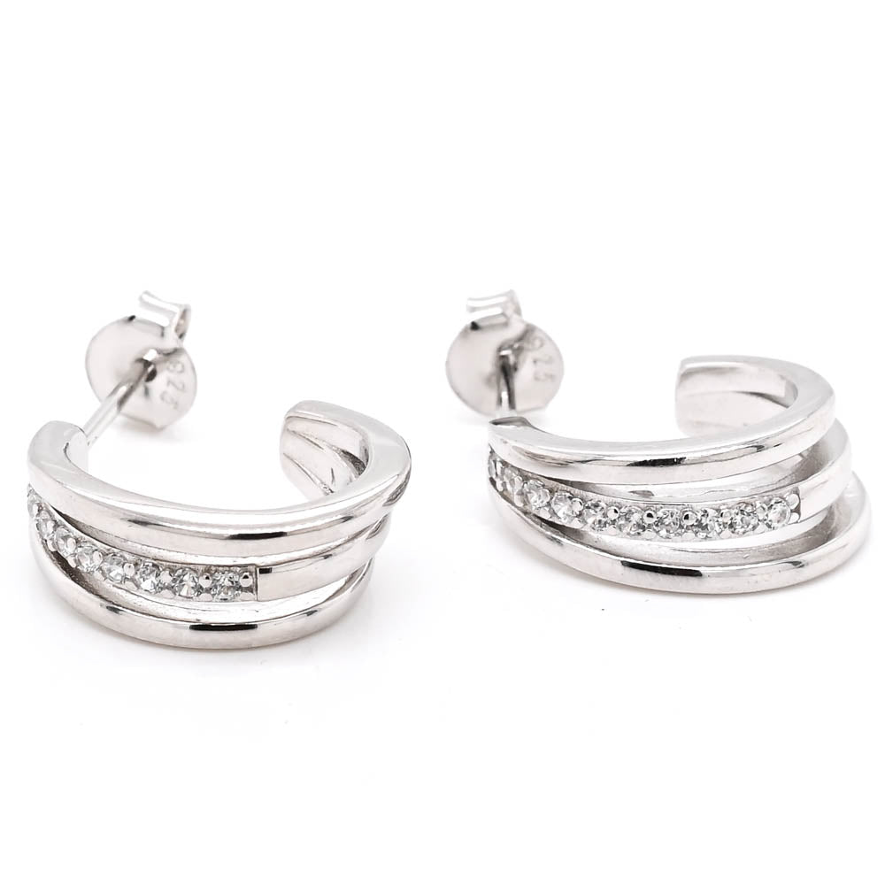 Sterling Silver15mm C.Z Drop Earrings.