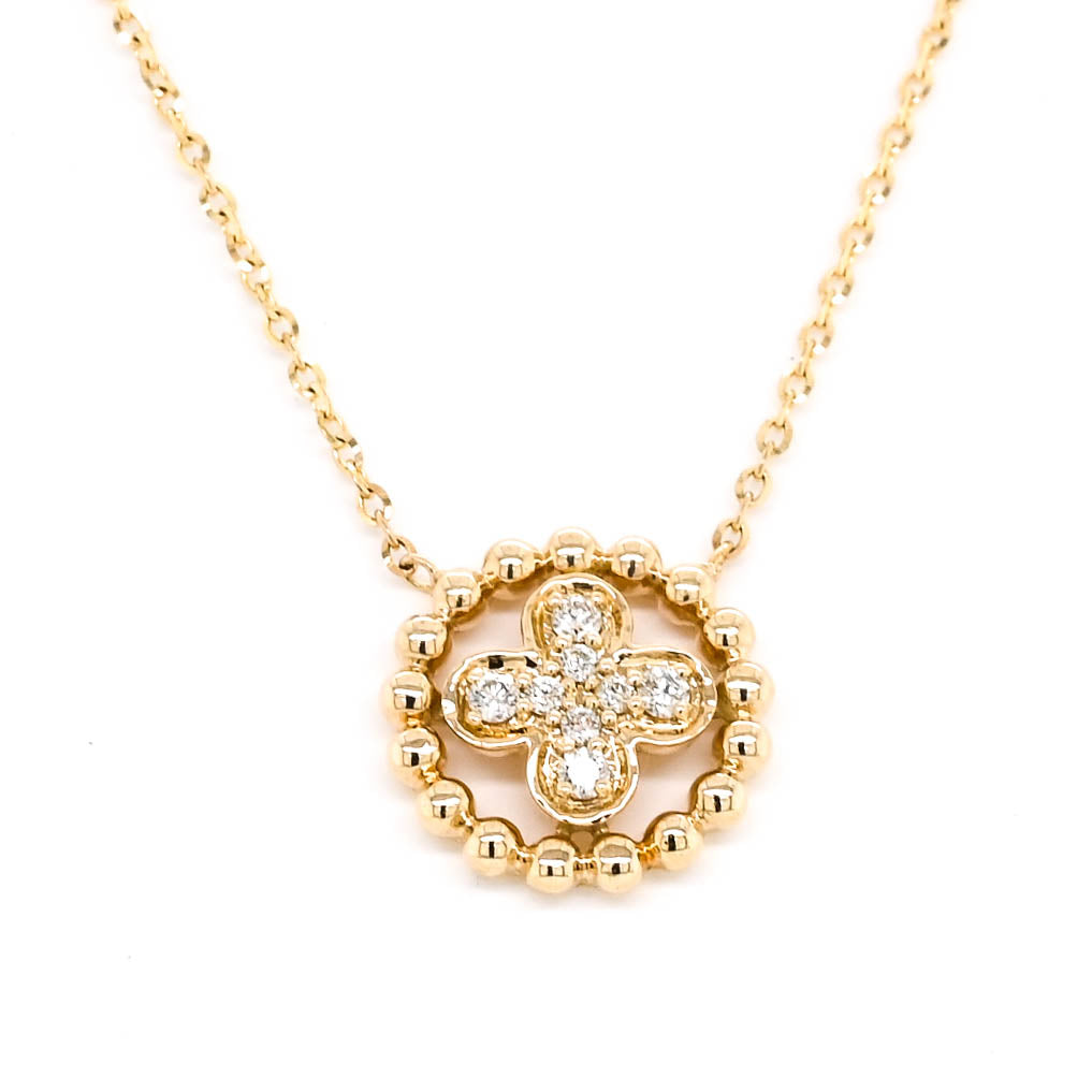 14KT Yellow Gold 18" 0.07CTW Diamond Necklace.