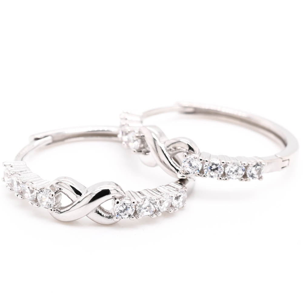 Sterling Silver 20mm C.Z Infinity Hoop Earrings.