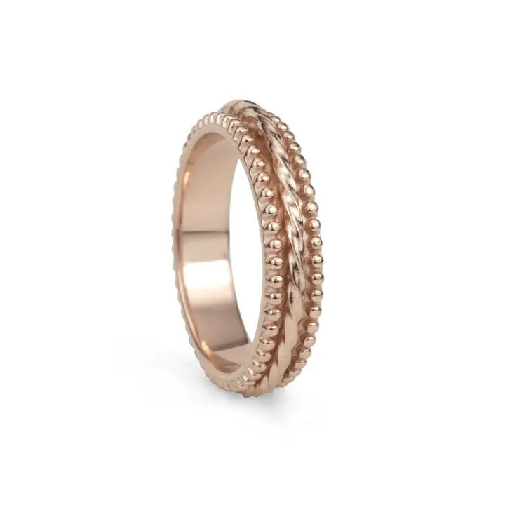 "Chakra" Meditation Ring Sterling Silver 14KT Rose Gold Vermeil. Size: 9