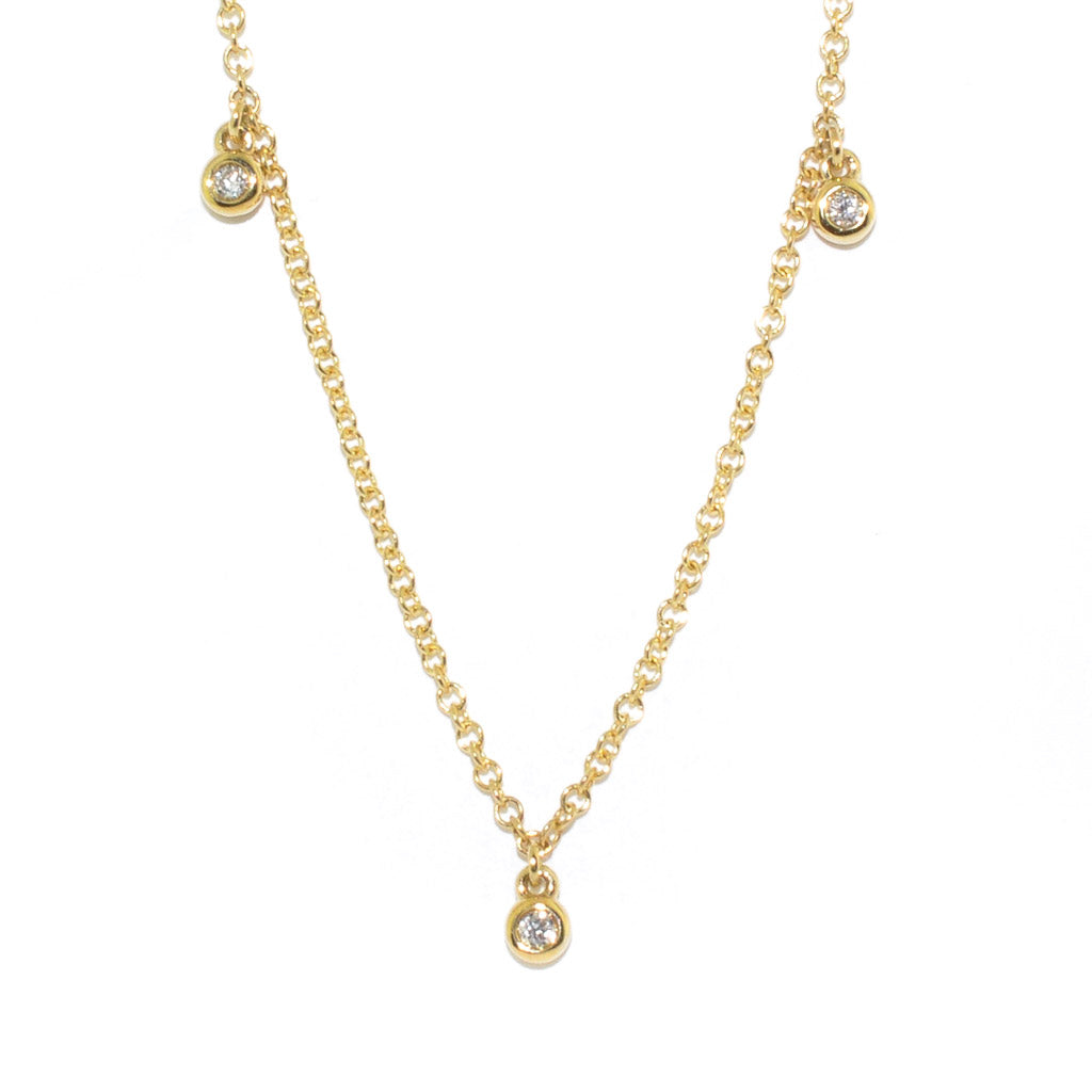 14KT Yellow Gold 16" 0.16CTW Diamond Necklace.