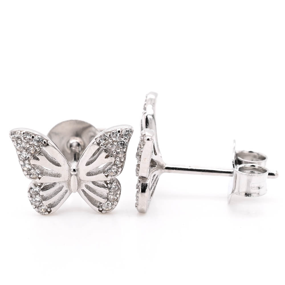 Sterling Silver C.Z Butterfly Earrings.