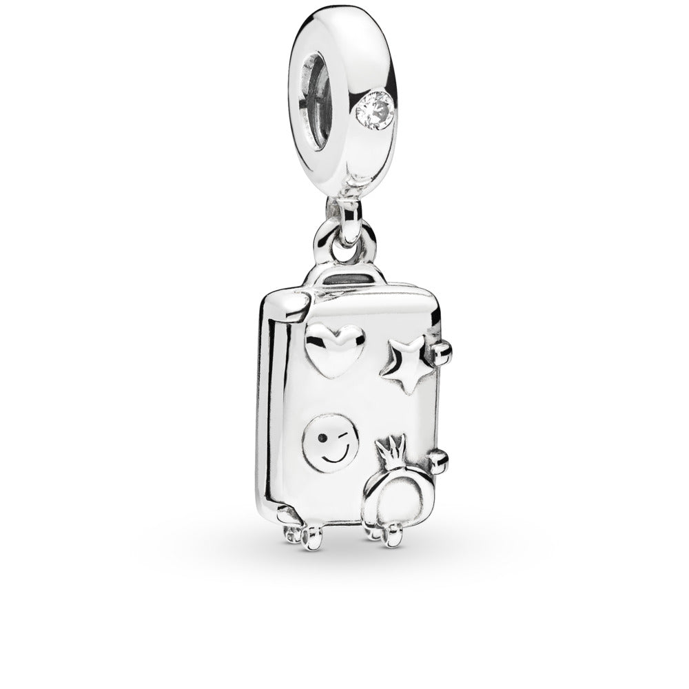 Suitcase, Powder Pink Enamel & Clear CZ