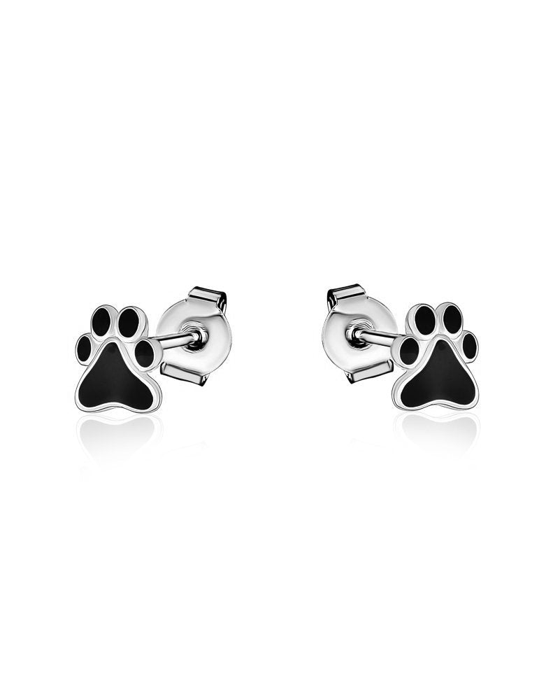 Larus Sterling Silver Dog Paw Stud Earrings.