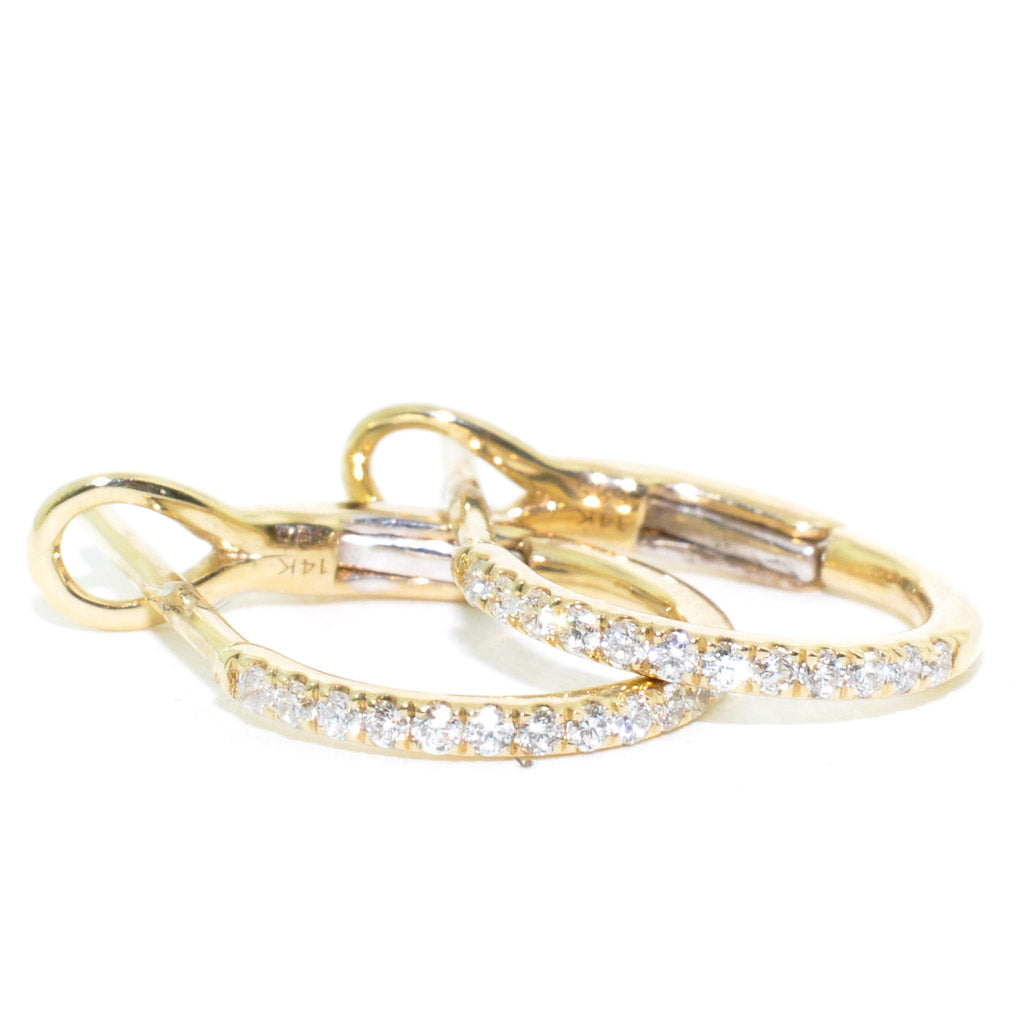14KT Yellow Gold 0.15CTW Diamond Hoop Earring.